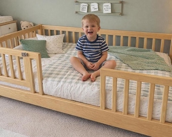 Montessori Floor Bed With Rails, Toddler Floor Bed Frame, Kids Floor Bed, Nursery bed, Play bed, Toddler pen