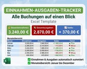 Einnahmen Ausgaben Tracker Excel 2026 |  Haushaltsbuch Einsteiger | Income Expense Tracker | Einfaches Haushaltsbuch | Excel Vorlage Deutsch