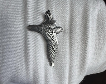 Spilla Da Lapello In Peltro - Design Cervo E Uccelli, Fatto A Mano Nel Regno Unito, Nuova