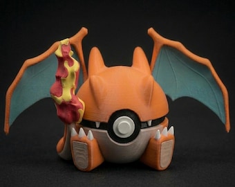 Charizard Inspired Character Ball | Dragon Anime Collectible | 3D Printed Display Sphere | Gamer Room Decor | Fan Art Shelf Piece