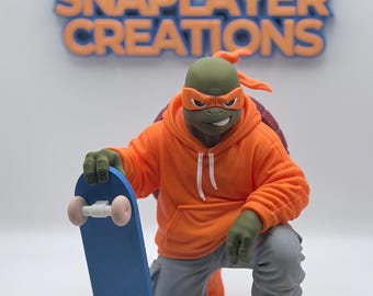 Michelangelo Ninja Turtle Figure 9.5” | Urban TMNT Inspired | Street Style 3D Printed Collectible | Fan Art Decor