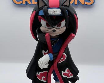 Itachi Inspired Shadow Hedgehog Collectible | Anime Cloak Style 3D Printed Figure | Fan Art Display Statue | Gamer Shelf Decor | Akatsuki