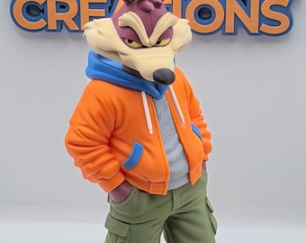 Urban Style Wile E Coyote Statue | Streetwear Cartoon Collectible | 13” 3D Printed Figure Decor