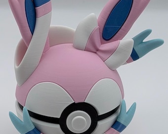 Sylveon Inspired Collectible Display | Cute Pastel Anime Decor | Gamer Desk Setup Accessory | 3D Printed Fan Art