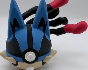 Mega Lucario Inspired Character Ball | Pokémon Style Collector Sphere | Anime Gaming Room Decor