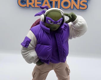 Donatello Ninja Turtle Figure 10” | Urban TMNT Inspired | Street Style 3D Printed Collectible | Fan Art Decor