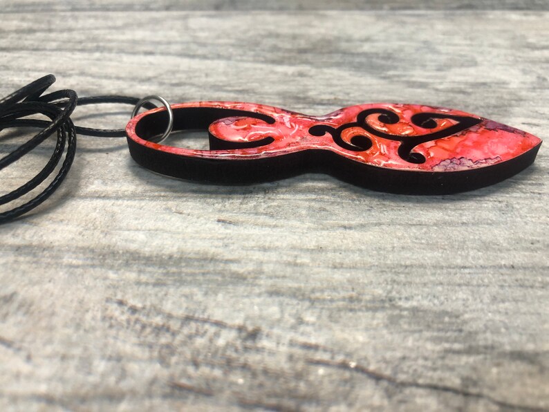 Painted Wood Fertility Goddess Necklace