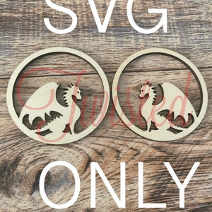 SVG Earring File-Large Dragon 2.5 inch Earrings image 1