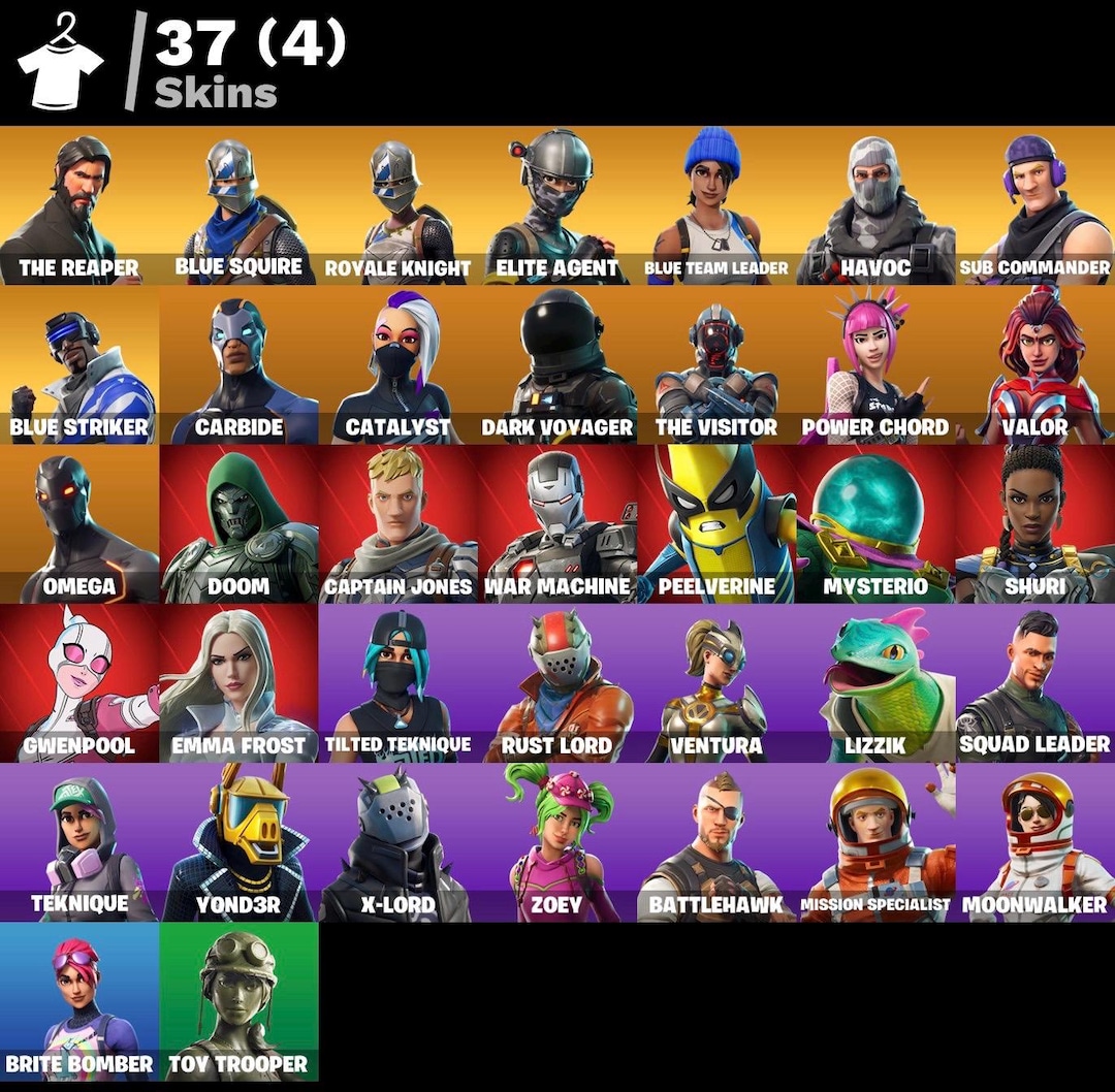 FN OG 37 Skins , Reaper , Blue Squire , Royale Knight , Omega , Twitch ...