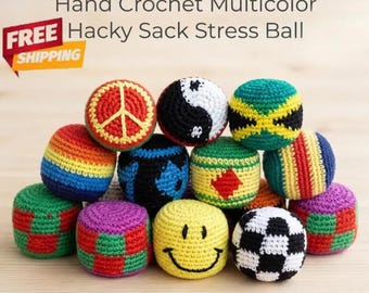 Bola de malabarismo de crochê feita à mão | Bola de malabarismo multicolorida, brinquedo antiestresse para TDAH, estilo retrô dos anos 90