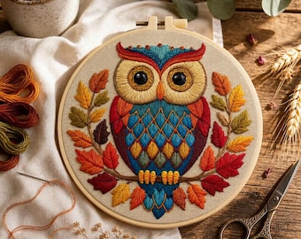 Embroidery Kit – Beginner Owl Craft, Rustic Handmade Art Decor