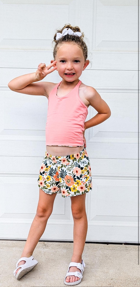 New! Girls Coral Floral Halter and Breezy Shorts Set, Floral