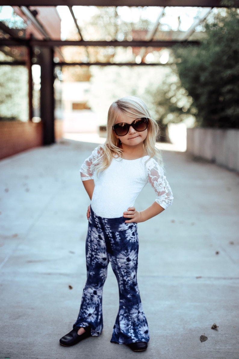 Blue Tie Dye Bell Bottoms Knit Bells Girls Bell Bottoms | Etsy