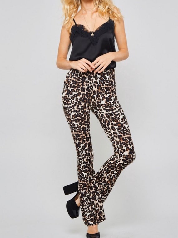 mentiroso Impresionante Rama Pantalones de campana de leopardo para mujer pantalones de - Etsy España
