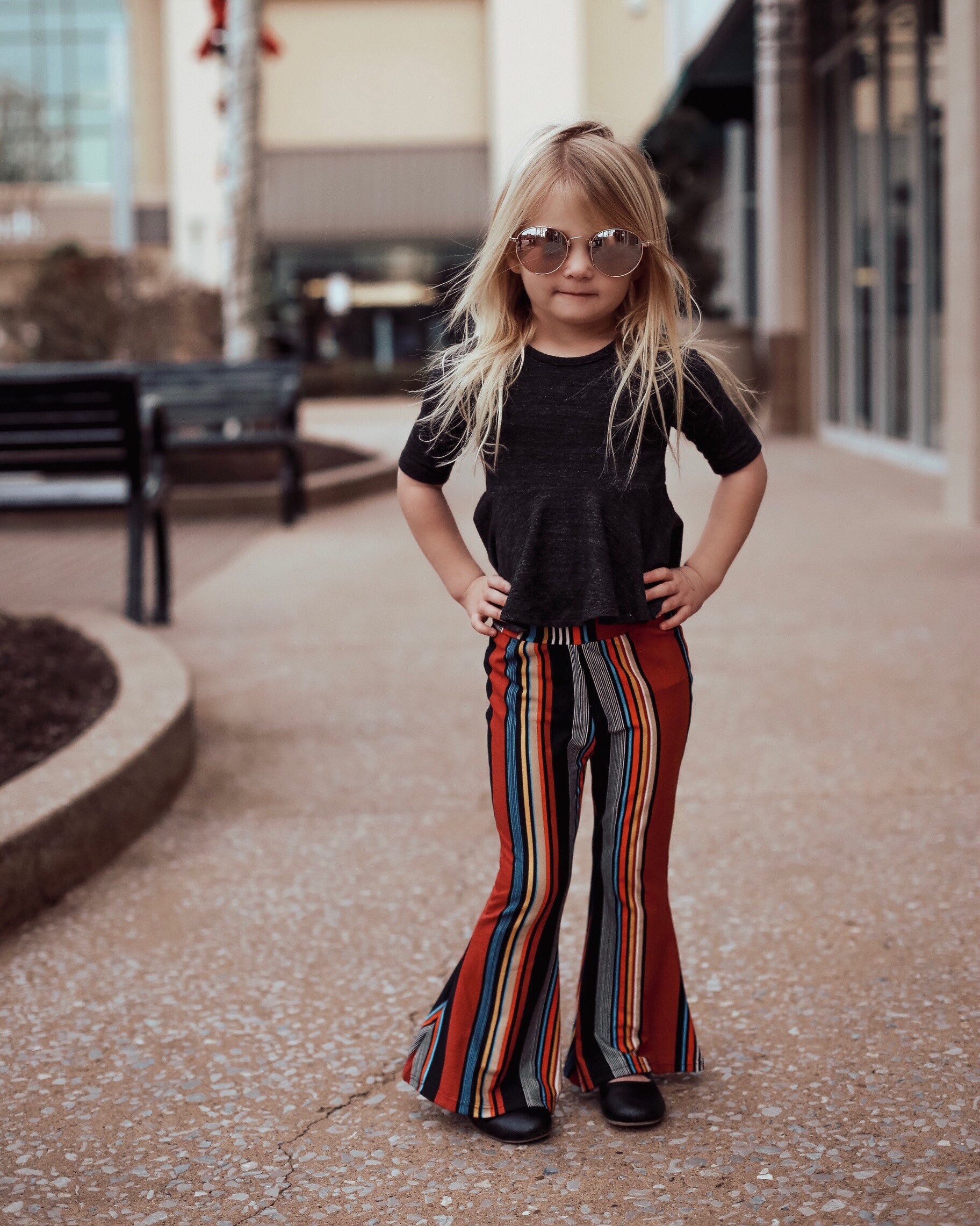 red and white striped bell bottoms