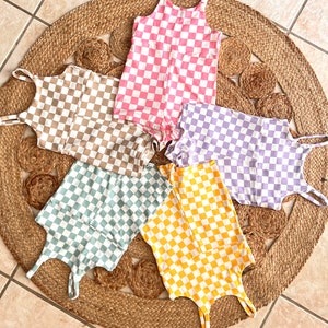 NEW!! Girls Checkered Romper, Girls Romper, Baby Romper, Checkered Romper, Checkerboard Print Romper, Toddler Fashion, Tween Girls Fashion