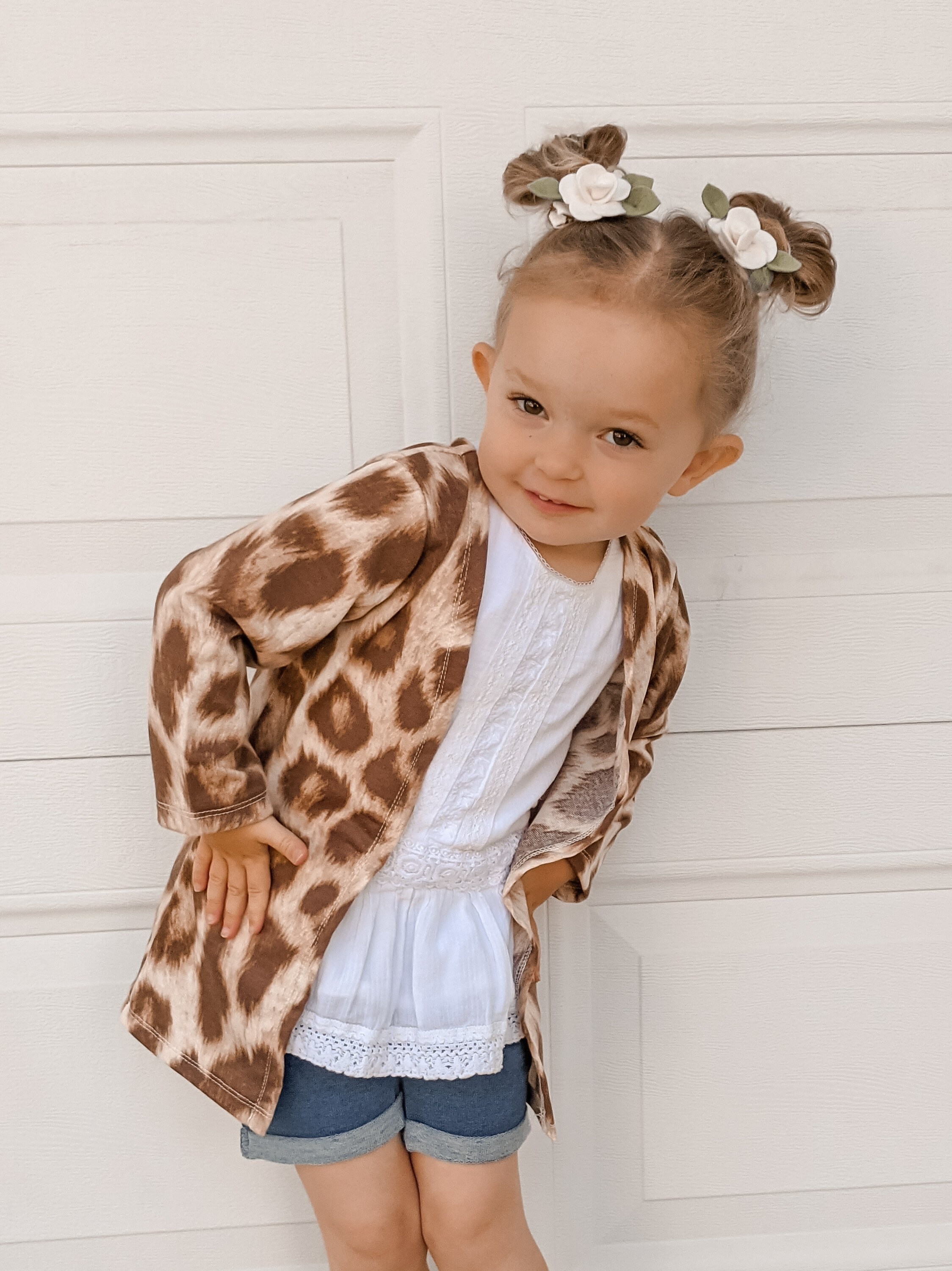 Light Leopard Print Knit Cardigan Girls 