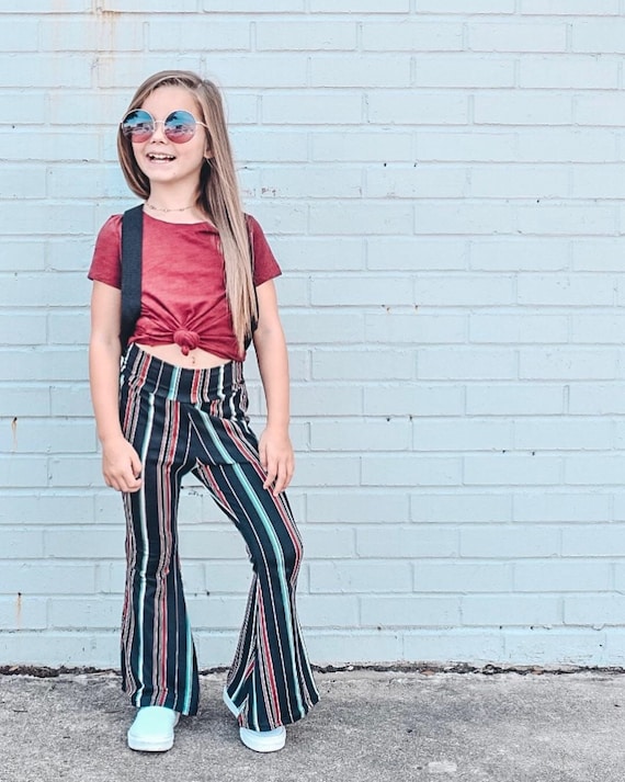 blue striped bell bottoms