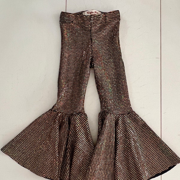 NEW COLOR!!  Sparkly Bell Bottoms, Flared Pants, Retro Bell Bottoms, Toddler Girls pants, shimmer pants 80s fashion, Roller Skating, Tween