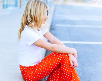 NEW!! Red Hearts Bell Bottoms, Retro Knit Bells, Tween Bell Bottoms, Toddler Disco Pants, Valentines Pants, Hearts Bell Bottoms, Red Pants