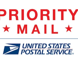 May include: Red and white logo for Priority Mail, a service of the United States Postal Service.