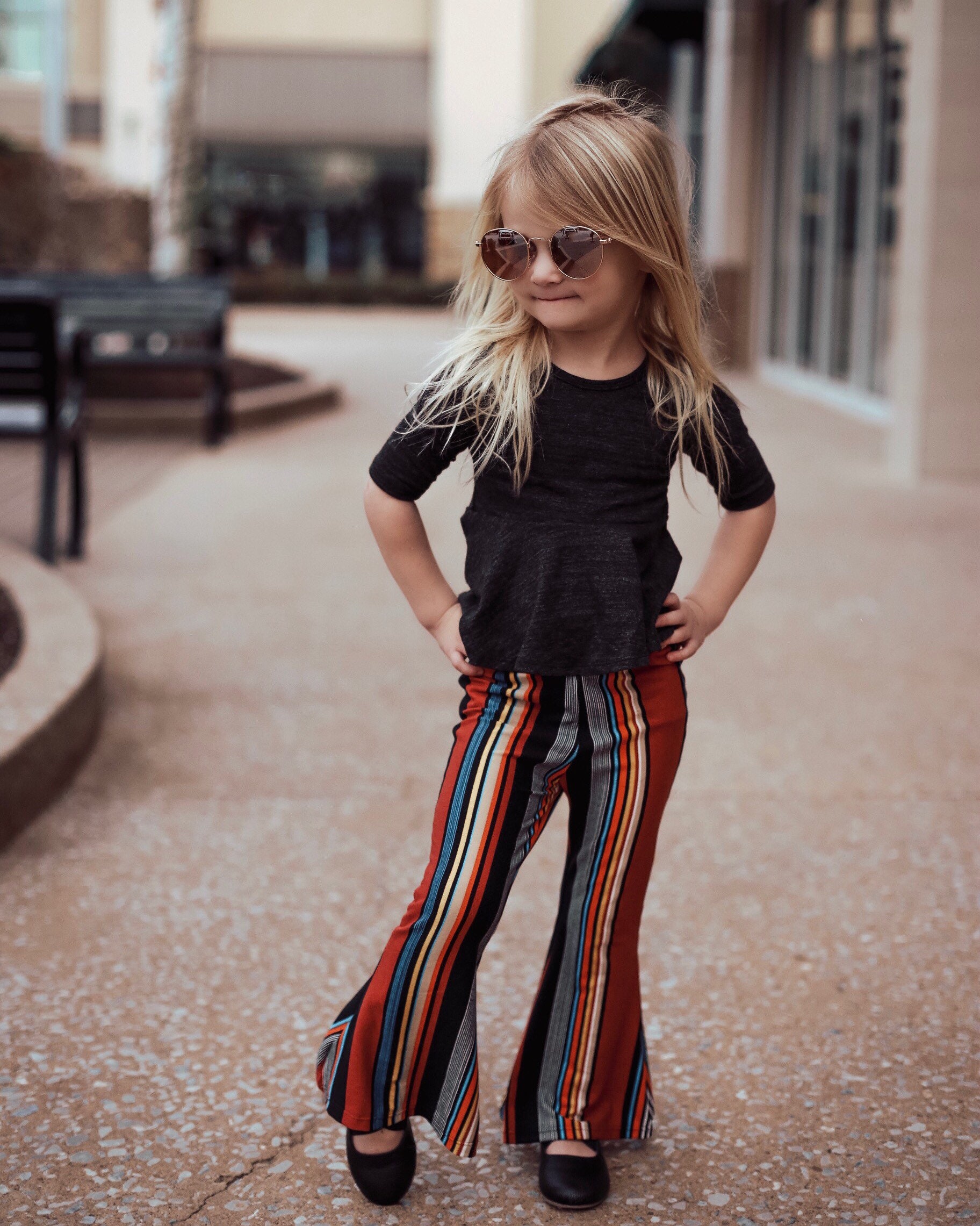 red and white striped bell bottoms