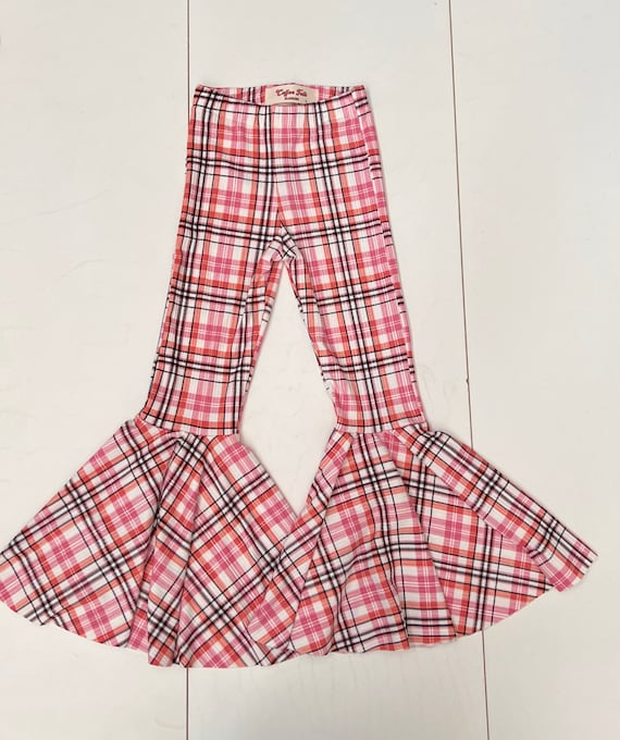 Yummy Material Flare Pants Solid Black with Red Stripes - Its All