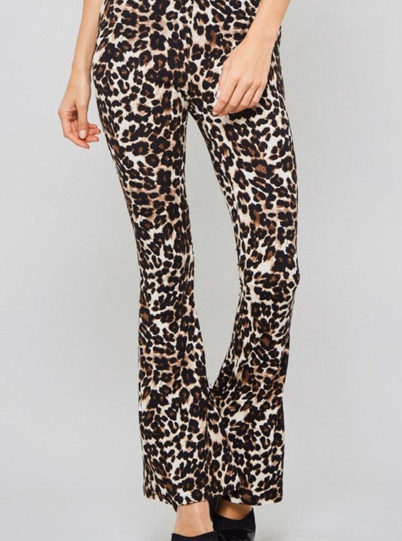 Women Leopard Bell Bottoms Ladies Animal Print Pants Womens - Etsy