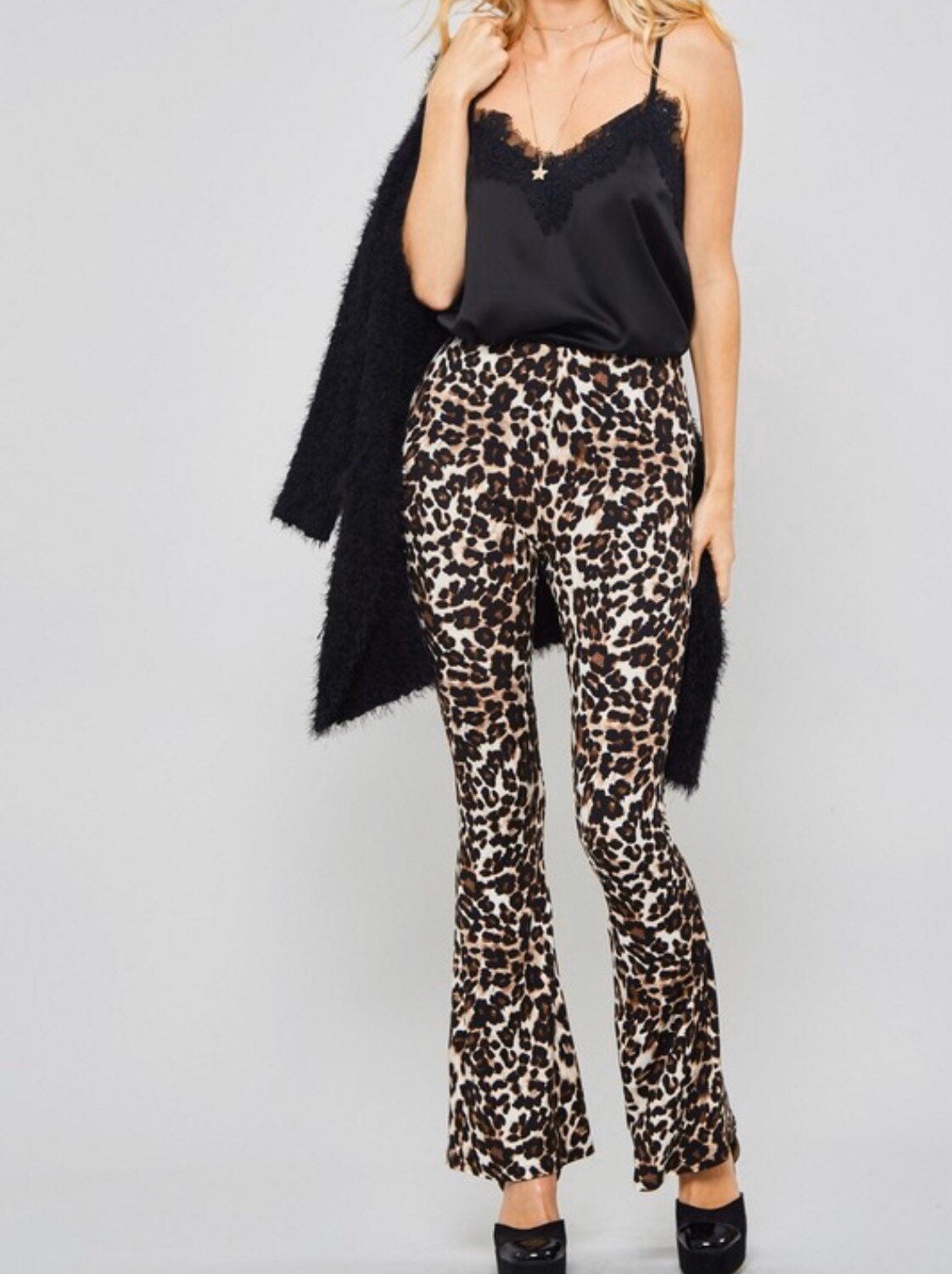 Brown animal print wide leg trousers  River Island