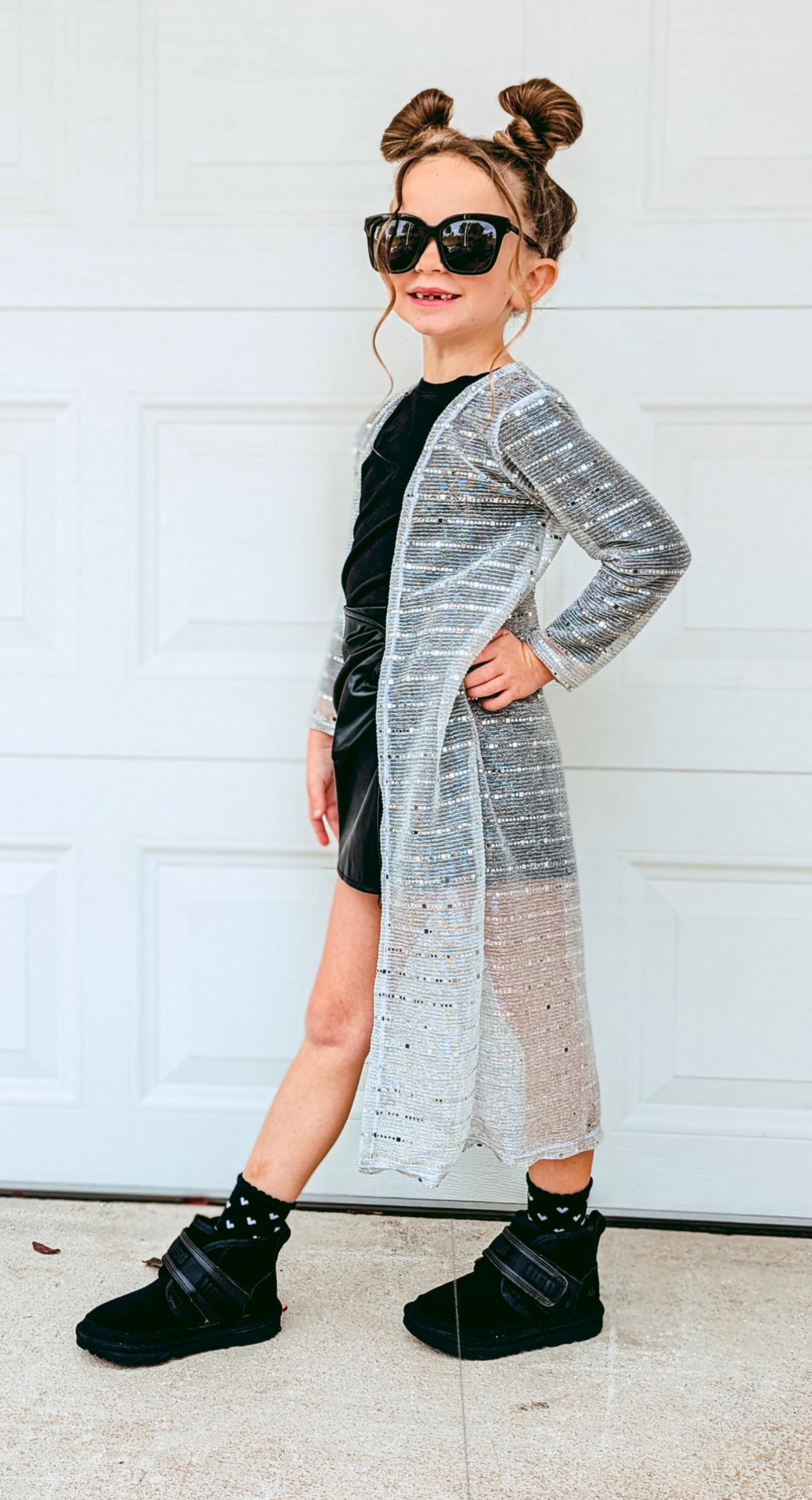 Girls' Silver Sparkle Kimono Cardigan: Lightweight Sheer Duster