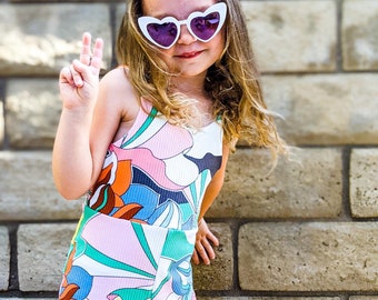 Girls Color Pop Romper, Girls Romper, Baby Romper, Rainbow  Romper, Geometrical Print Romper, Toddler Fashion, Tween Girls Fashion