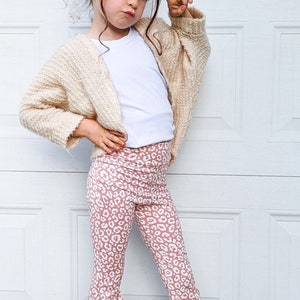 NEW!! Pink Leopard Bell Bottoms, Leopard Knit Bells, Tween Bell Bottoms, Toddler Disco Pants, Pink Pants, Animal Print Bell Bottoms