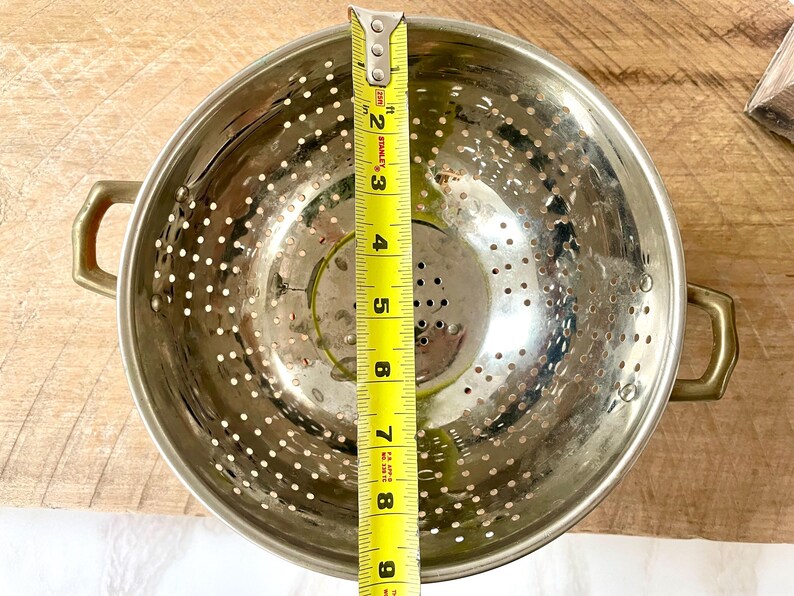 Copper and Brass Colander With Pedestal Base, Vintage Farmhouse Kitchen ...