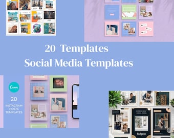 20 Canva Post Vorlagen | Bearbeitbares Social Media Grafikpaket