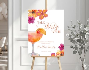 Talk Thirty To Me Welcome Sign Template | Aperol Spritz Cocktail Party Decor (Digital Download)