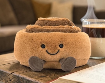Jellycat Amuseable Sidney Cinnamon Roll Plush NWT – Authentic Bakery Stuffed Toy, Soft Cute Plushie, Kawaii Food Plush Gift, Birthday Gift