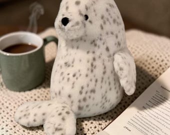 Jellycat Galumphous Seal Plush Toy, Soft White Seal with Grey Spots, Cute Ocean Stuffed Animal Gift for Kids Nursery Decor