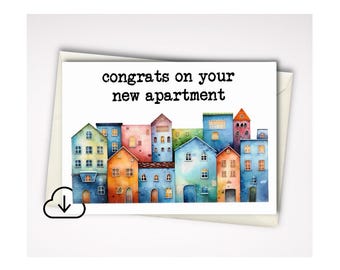 Funny New Apartment Greeting Card, Printable 7x5, A7 (Digital Download) Inside Message, Envelope, Instant, House Warminng Card - No. 801