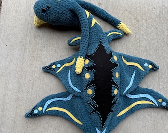 Custom Avatar Ilu Plush – Large Crochet Sea Dinosaur Swimming Dragon