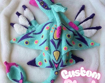 Custom Avatar Ikran Plush – Large Crochet Banshee Flying Dragon