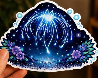 Pegatina bioluminiscente inspirada en Avatar, espíritu del bosque brillante, vinilo adhesivo troquelado e impermeable.