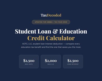 Calculadora de crédito para préstamos estudiantiles y educación / Planificador de beneficios fiscales (Descarga digital)