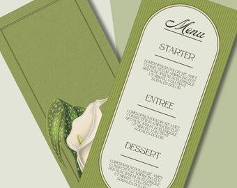 Calla Lilie Hochzeitsmenü Canva Vorlage | Sofortdownload | Vollständig anpassbar