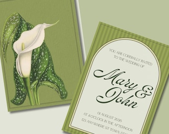 Calla Lilie Hochzeitseinladung Canva Vorlage | Chartreuse Hochzeit | Sofort Download