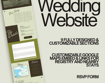 Calla Lilie Hochzeit Website Template | Botanisches Grün, bearbeitbares Canva Design (Digitaler Download)
