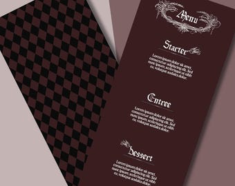 Gothic Lace Hochzeitsmenü Canva Vorlage | Sofortdownload | Vollständig anpassbar