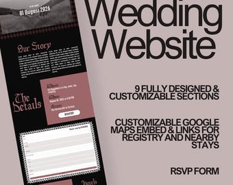 Gothic Lace Hochzeit Website Canva Template | Sofortiger Zugriff | Vollständig anpassbar