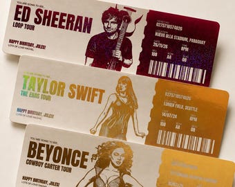 Personalized Gold Foil Event Ticket, Custom Concert Reveal Voucher