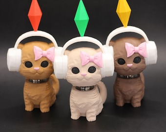 Sim Cat Bobblehead with Metal Spring | Viral Dancing Kitty Desk Decor | Gamer Gift Plumbob