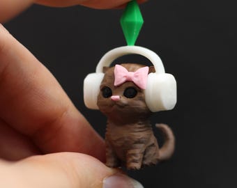3D Sims Cat Figure Plumbob Keychain